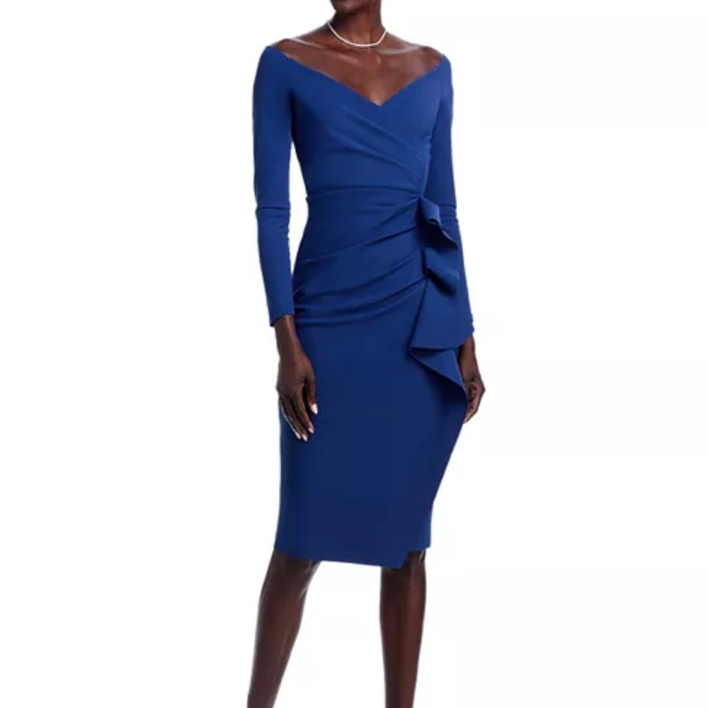 New Chiara Boni La Petite Robe Silveria Off The Shoulder Bodycon Dress Size 12